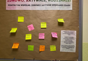 Tablica wymiany pomysłów na aktywne i zdrowe spędzanie czasu.